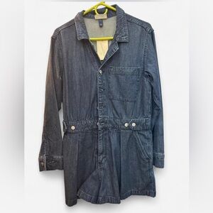 NWT women’s 12 Universal Thread Dark Blue Denim Long Sleeve Shorts Romper